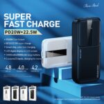 WEKOME WP-303 Gonen Series 20000mAh 22.5W LED Display Fast Charging Power Bank (Black)