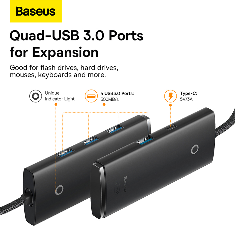 Baseus Hub Lite Series 4-Port Type-C HUB Adapter 4X USB 3.0