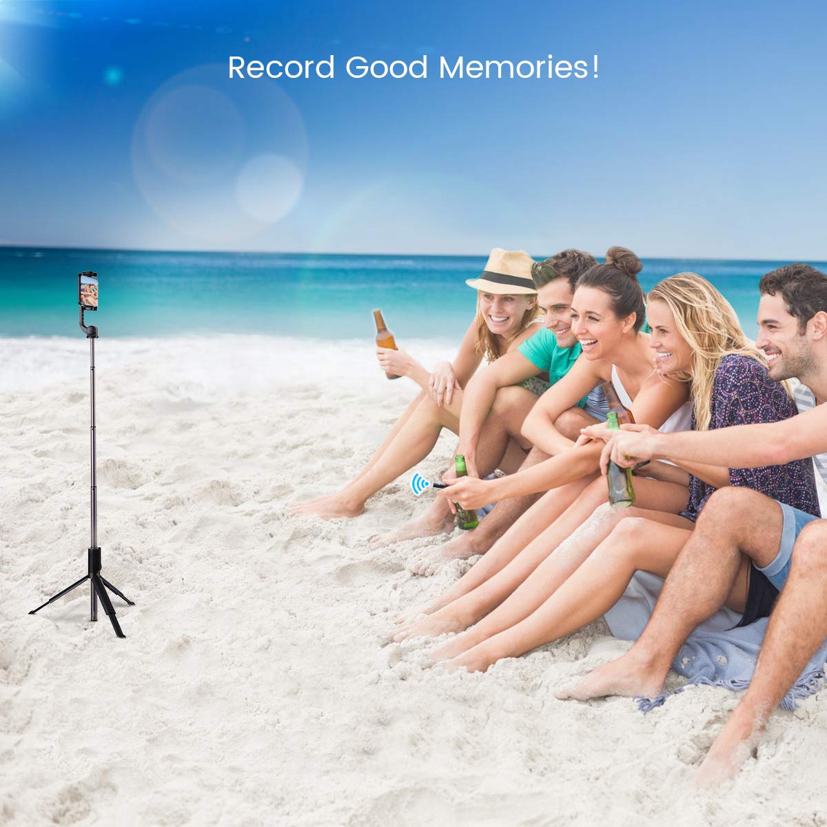 BlitzWolf BW-BS4 Bluetooth Selfie Stick Tripod and Remote Shutter for iPhone Android