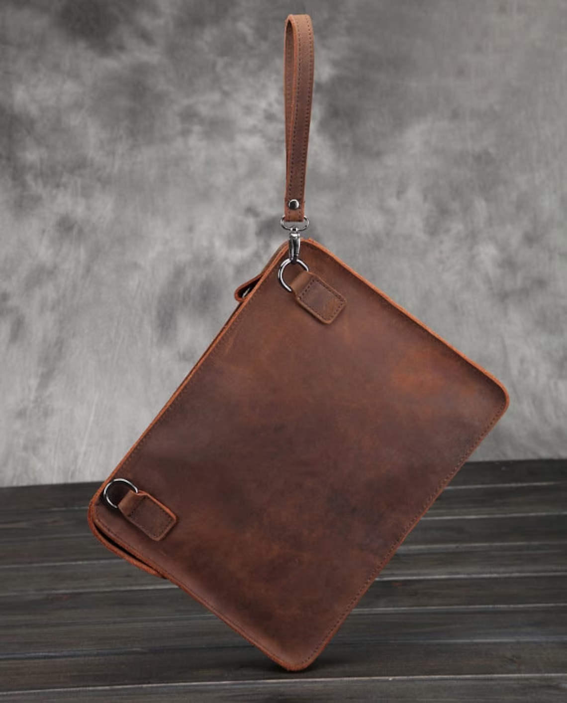 Leather Hand Strap with Shoulder Strap Crossody Bag