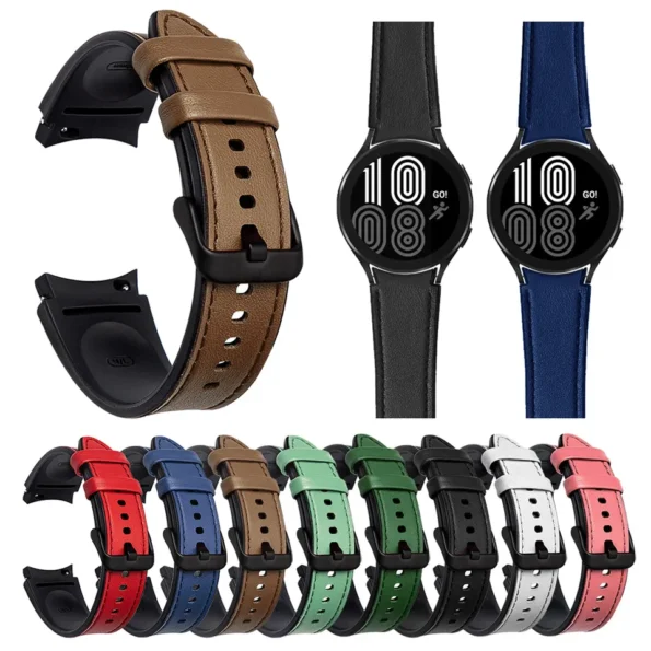 Silicone Leather Strap for Samsung Watch 4 / 4 Classic / 5 / 5 Pro