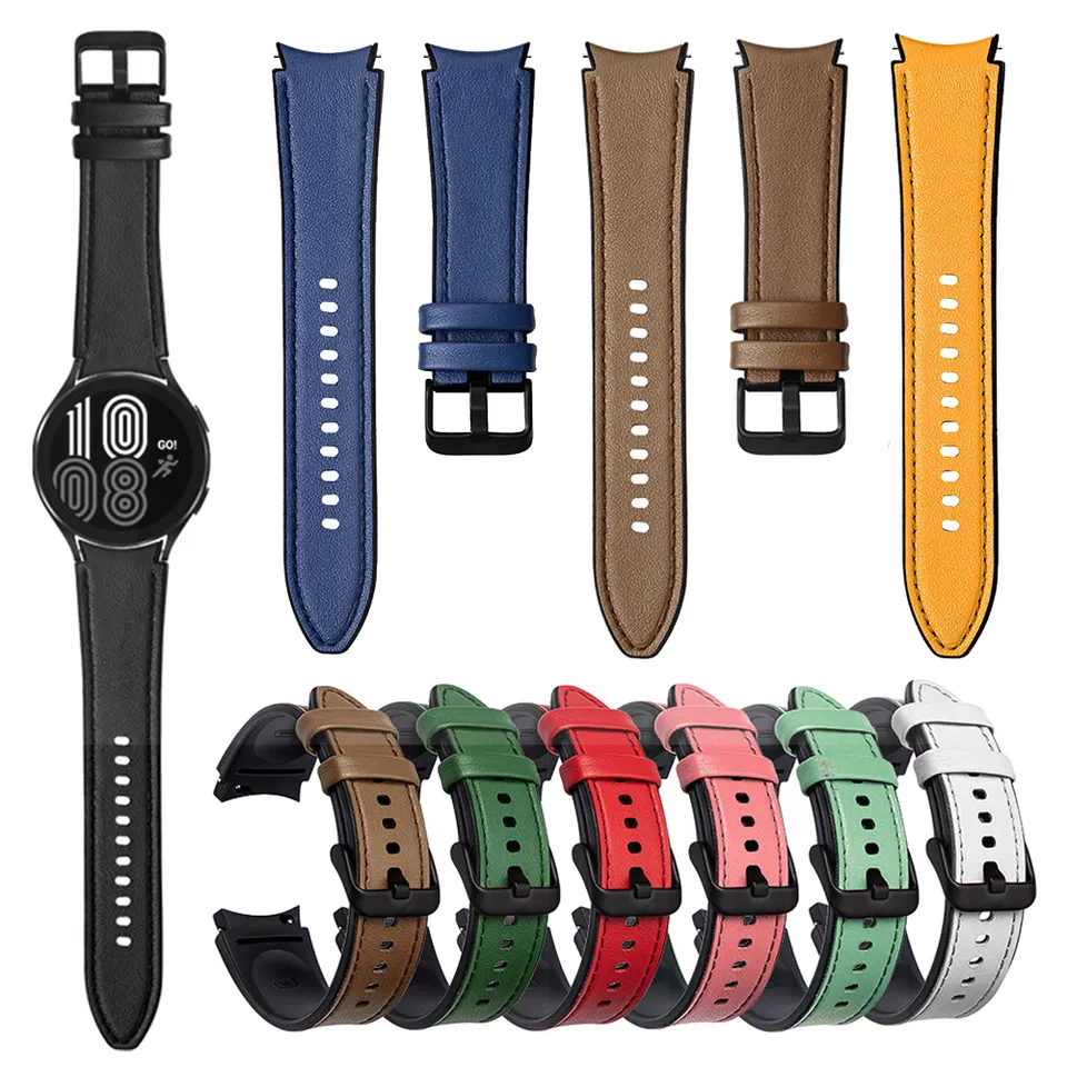 Silicone Leather Strap for Samsung Watch 4 / 4 Classic / 5 / 5 Pro