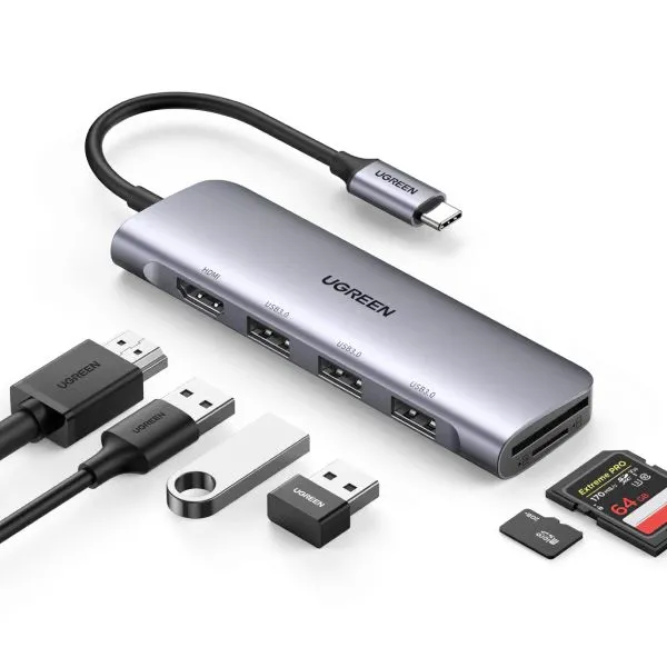 Ugreen Cm195 6-In-1 Usb-C Hub With Pd Power Supply Computer &Amp;Amp; Office
