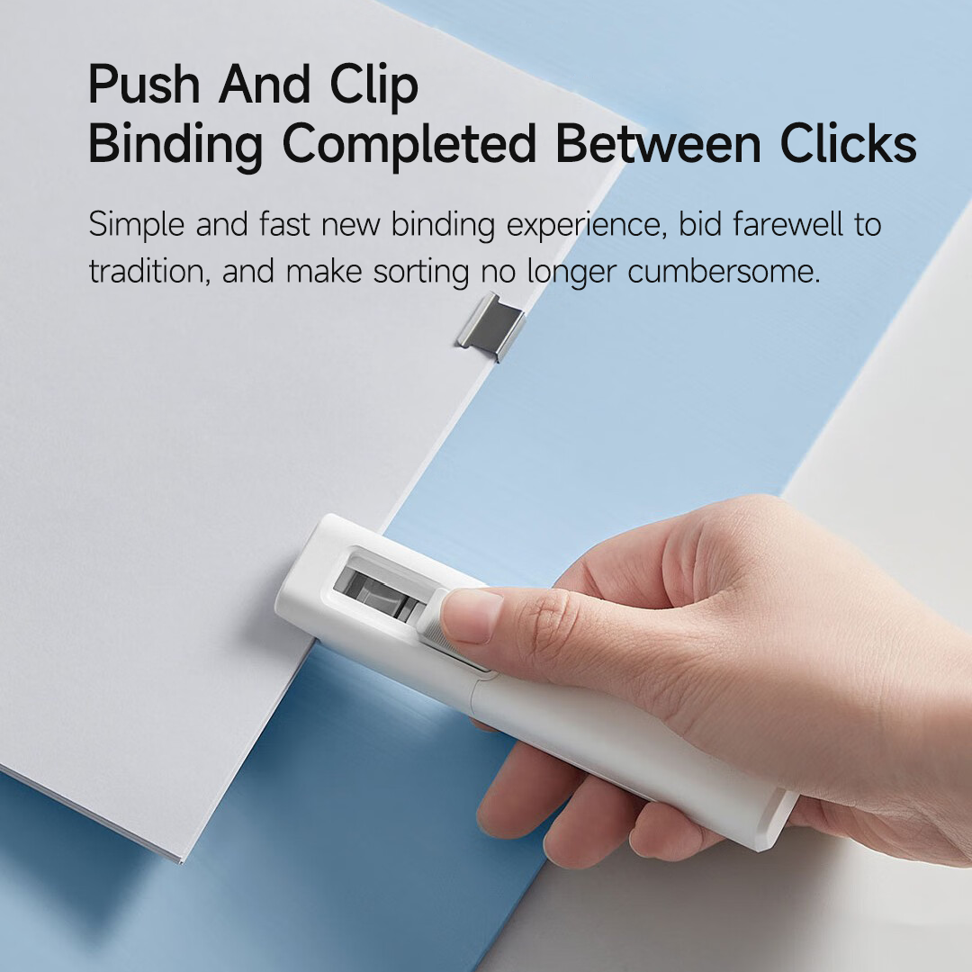 Xiaomi Mijia Push Clip Stapler Reusable Binder with 168 Refills Metal Refills Holeless Binding1