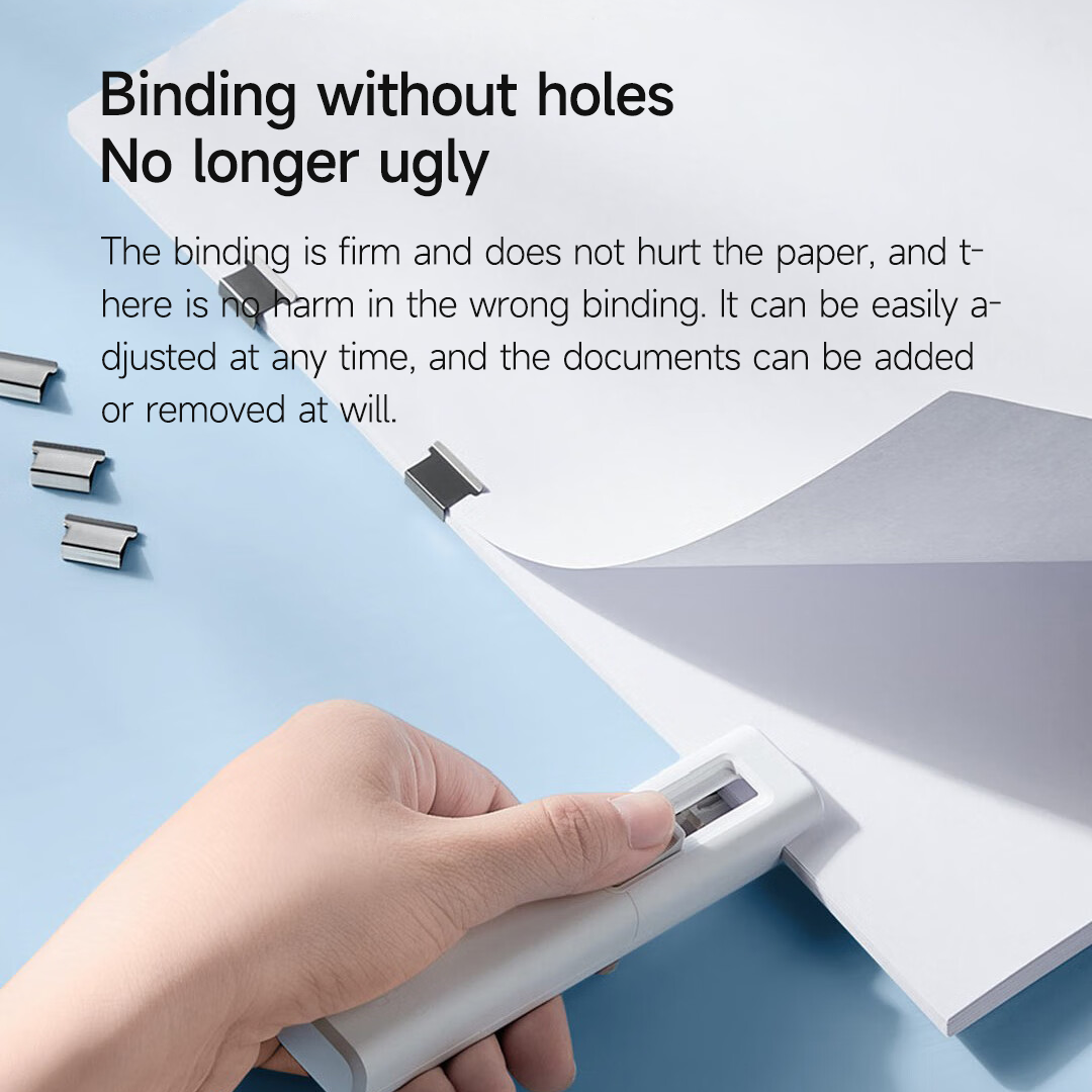 Xiaomi Mijia Push Clip Stapler Reusable Binder with 168 Refills Metal Refills Holeless Binding