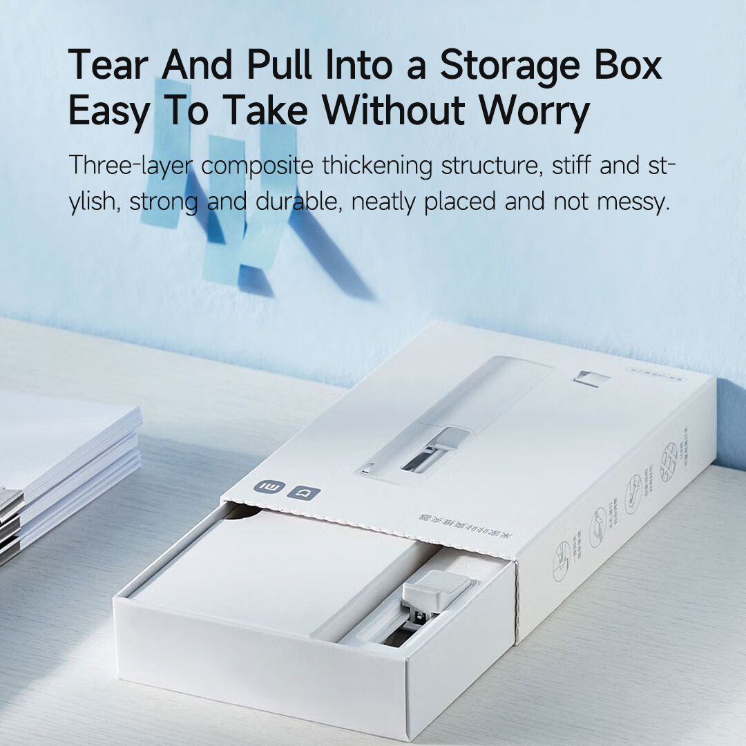 Xiaomi Mijia Push Clip Stapler Reusable Binder with 168 Refills Metal Refills Holeless Binding