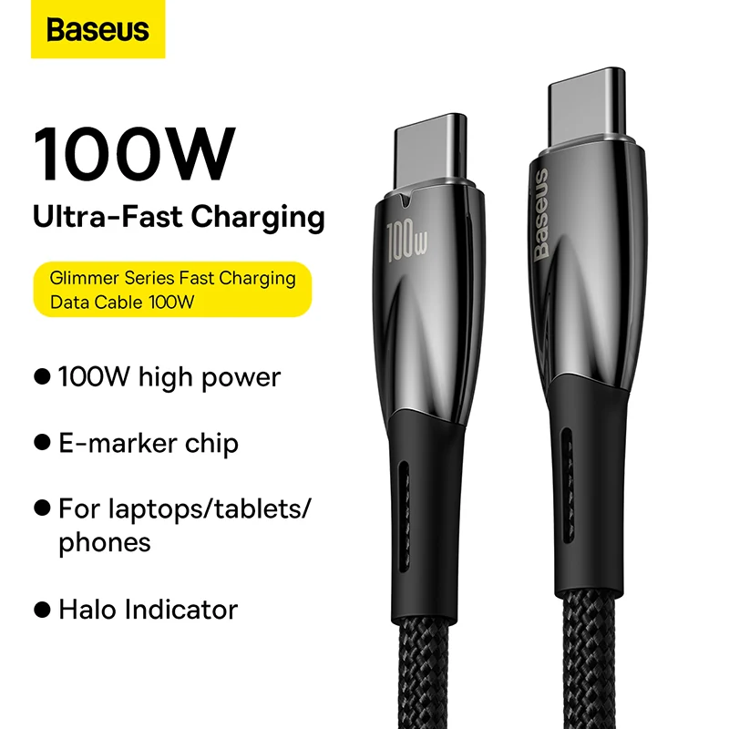 Baseus Glimmer Series 100W Type-C to Type-C Fast Charging Data Cable -1m