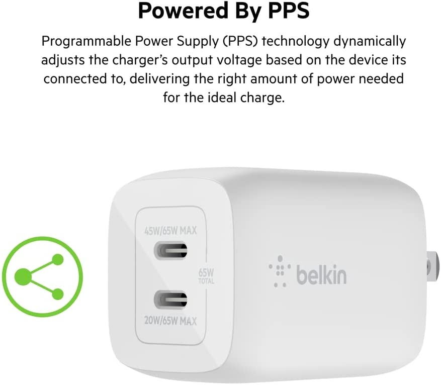 Belkin BOOST↑Charge Pro 65W Dual USB-C Wall Charger