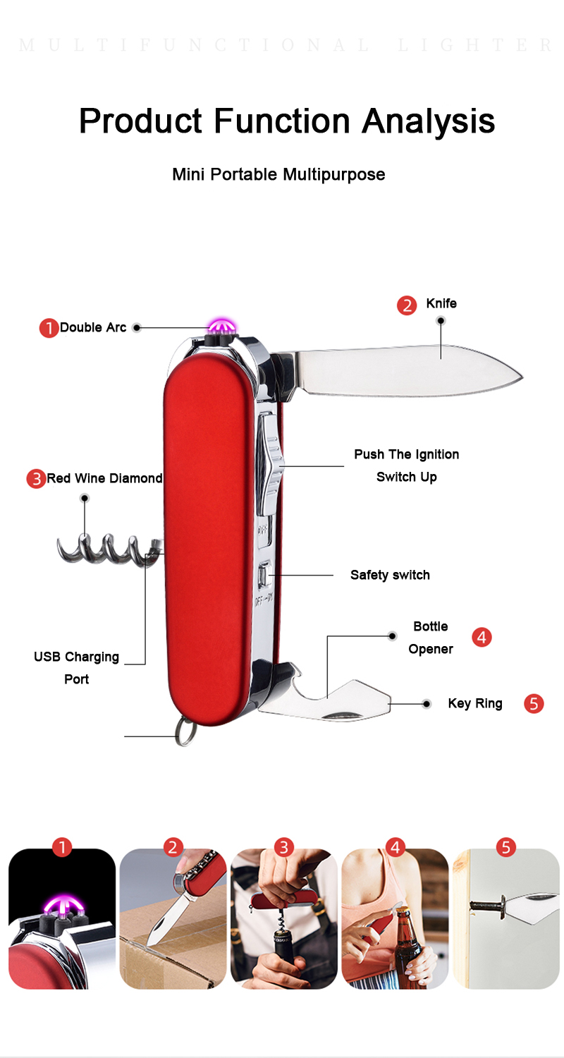 SENWERO F28 5 in 1 Waterproof Arc Usb Lighter2 1