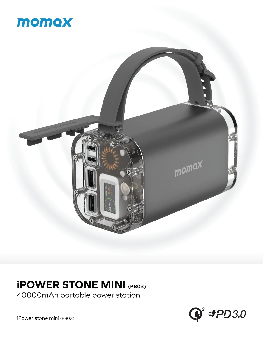 MOMAX 100W iPower Stone Mini 40000mAh Outdoor Power Station (PB03)