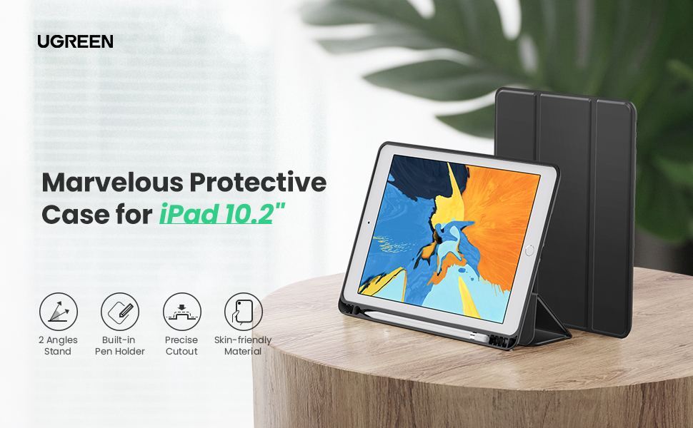 Ugreen Lp347 Trifold Stand Protective Case With Pencil Slot For Ipad 10.2 Inch (2019/2020/2021) -80528