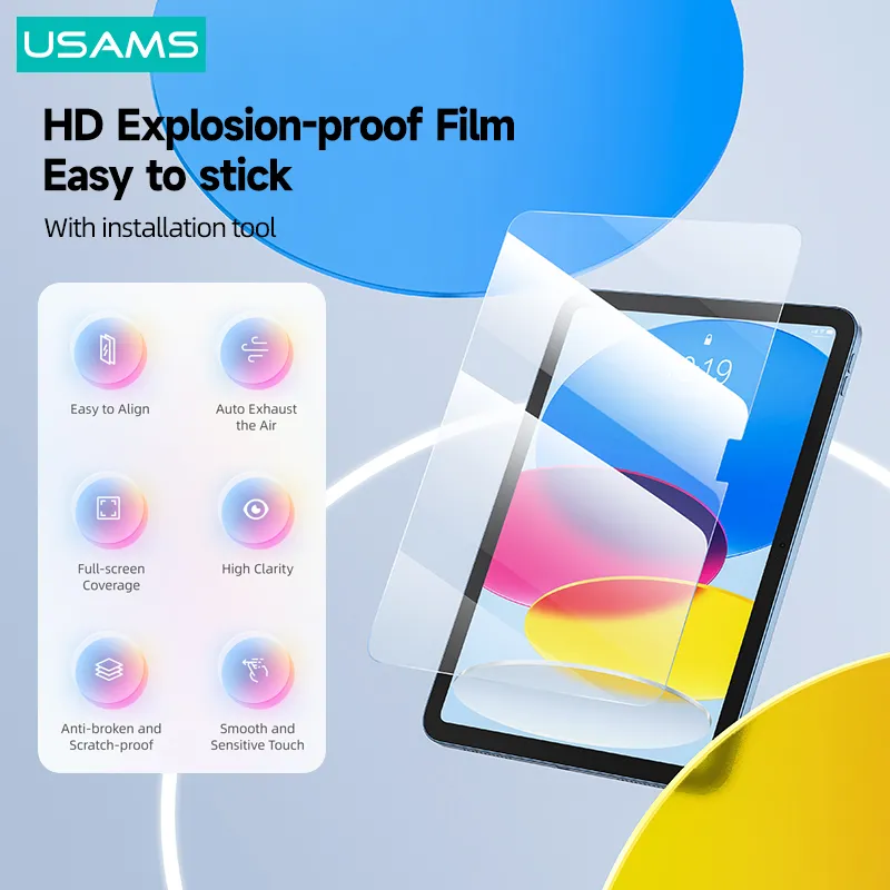 Usams Hd Tempered Glass Screen Protector For Ipad 10.9 Inch With Abs Installation Tool