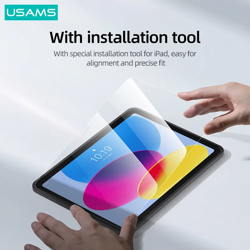Usams Hd Tempered Glass Screen Protector For Ipad 10.9 Inch With Abs Installation Tool