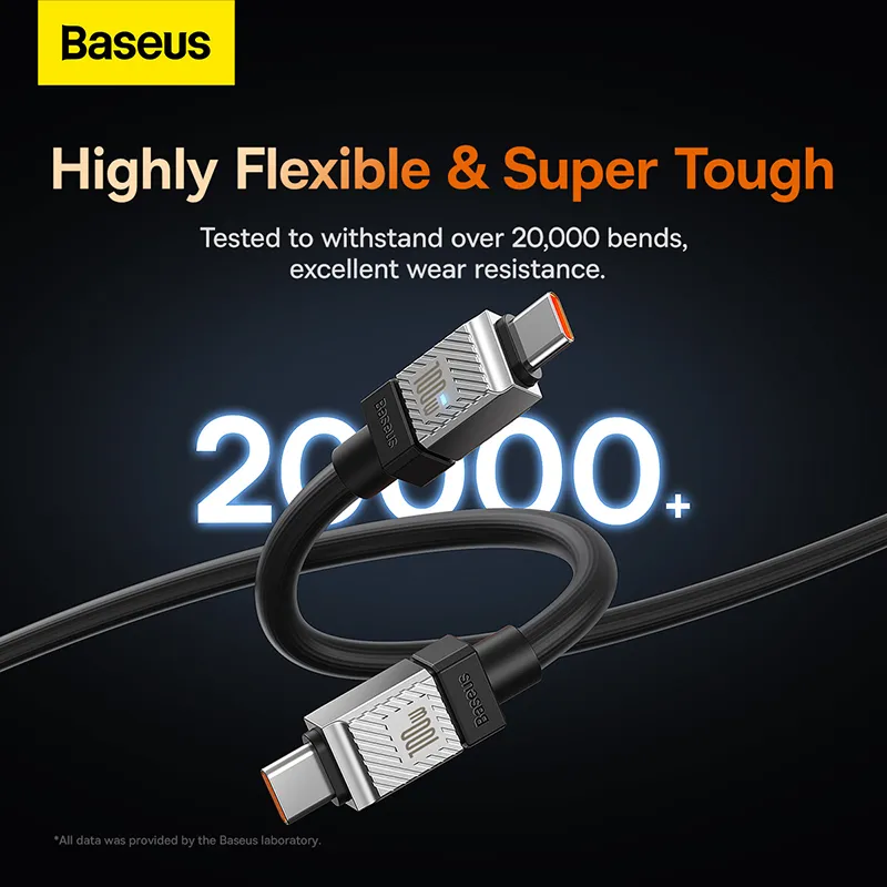 Baseus 100W Type-C To Type-C CoolPlay Series Doublly-Wrapped Premium Quality Fast Charging Cable 1 Meter / 2 Meter