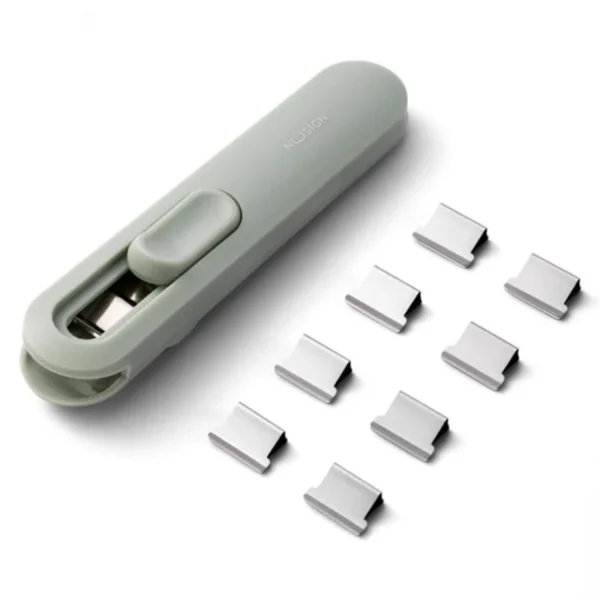 Deli Paper Clip Dispenser Stapler with 50pcs Metal Refill Clips File Document Clamp Binding Tool Clipper