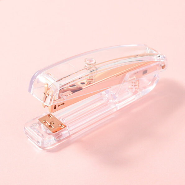 Transparent 5 in 1 Stapler Puncher Nail Lifter Scissor Staples Office Supplies