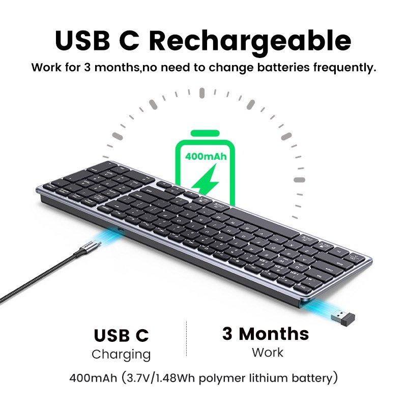 UGREEN Wireless Bluetooth Membrane Keyboard (15258)