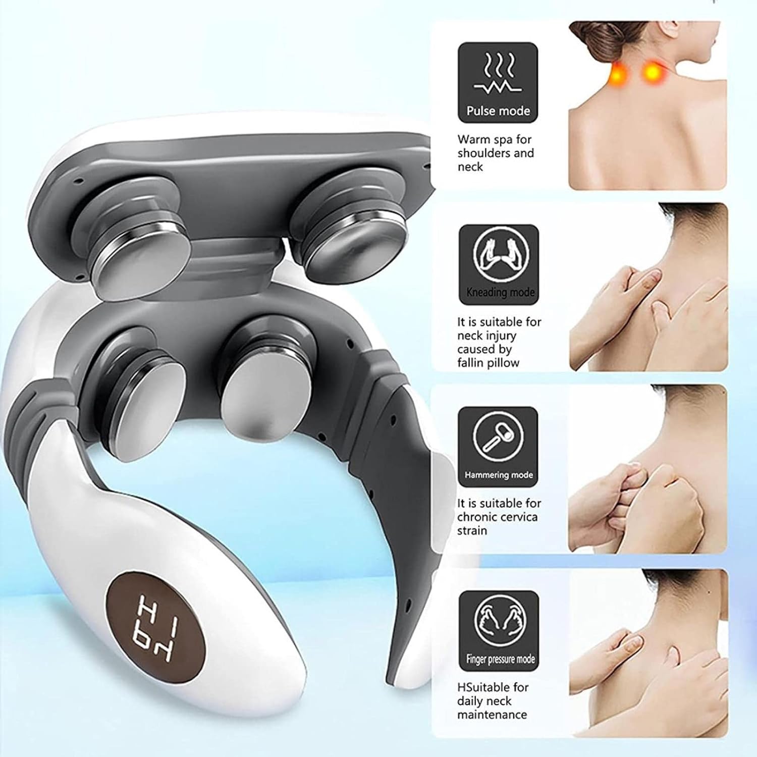 Smart Neck Massager Electric Back and Shoulder Cervical TENS Heat Massage