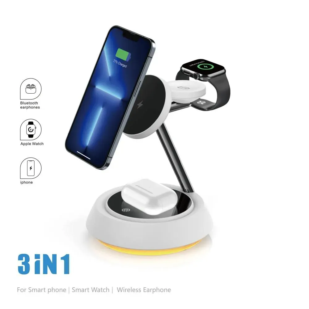 WiWU Wi-W002 15W 3 in 1 Magnetic Desktop Wireless Charger