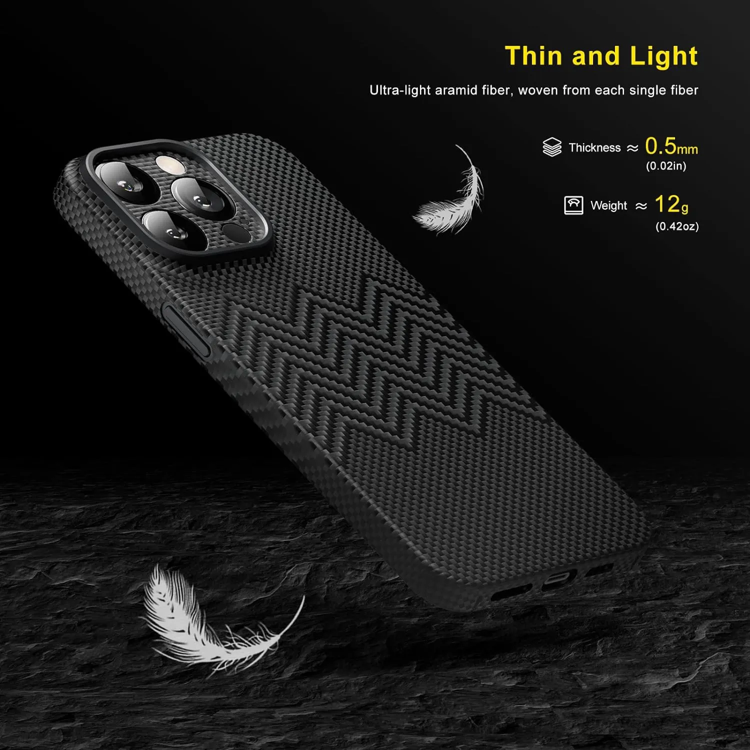 Memumi Aramid Fiber 3D Texture Scratch Resistant Case For Iphone 15 Pro Max - 1500D