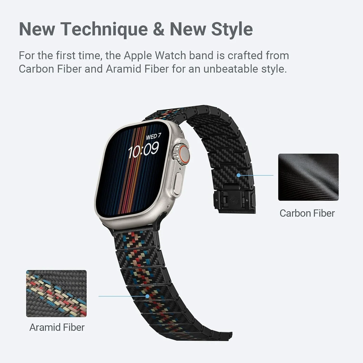 PITAKA Carbon Fiber Watch Band for iWatch 44 /45 / 49mm -Rhapsody Version