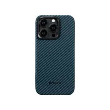 PITAKA MagEZ Case 4 for iPhone 15 Pro / 15 Pro Max -1500D Black/Blue Twill