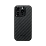 PITAKA MagEZ Case 4 for iPhone 15 Pro / 15 Pro Max -1500D Black/Grey (Twill)