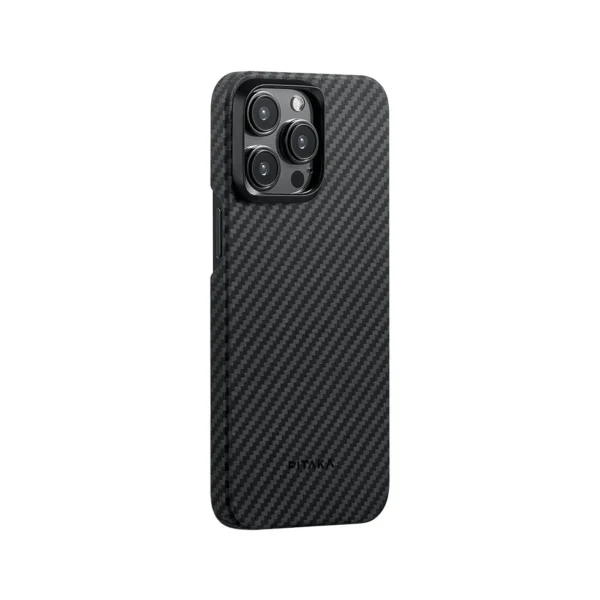 PITAKA MagEZ Case 4 for iPhone 15 Pro / 15 Pro Max -1500D Black/Grey (Twill) armo Cover & Protector