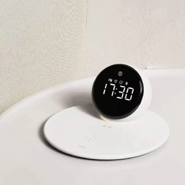 WiWU Wi-W017 5 in1 Wireless Charging Clock Bluetooth Speaker Night Light