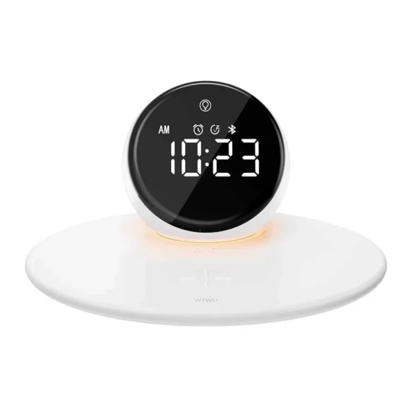 WiWU Wi-W017 5 in1 Wireless Charging Clock Bluetooth Speaker Night Light