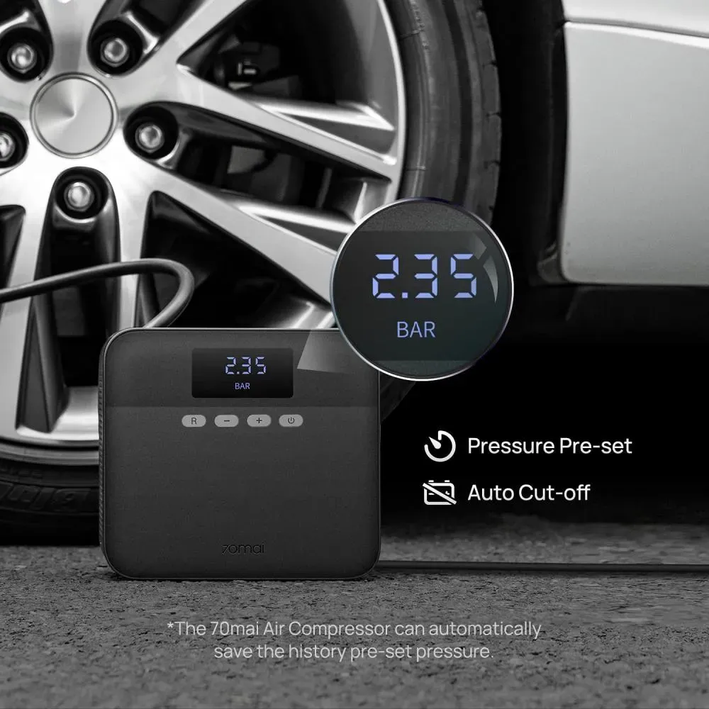 Xiaomi 70mai Air Compressor Lite 12V Mini Car Electric Air Pump Smart Tyre Inflator