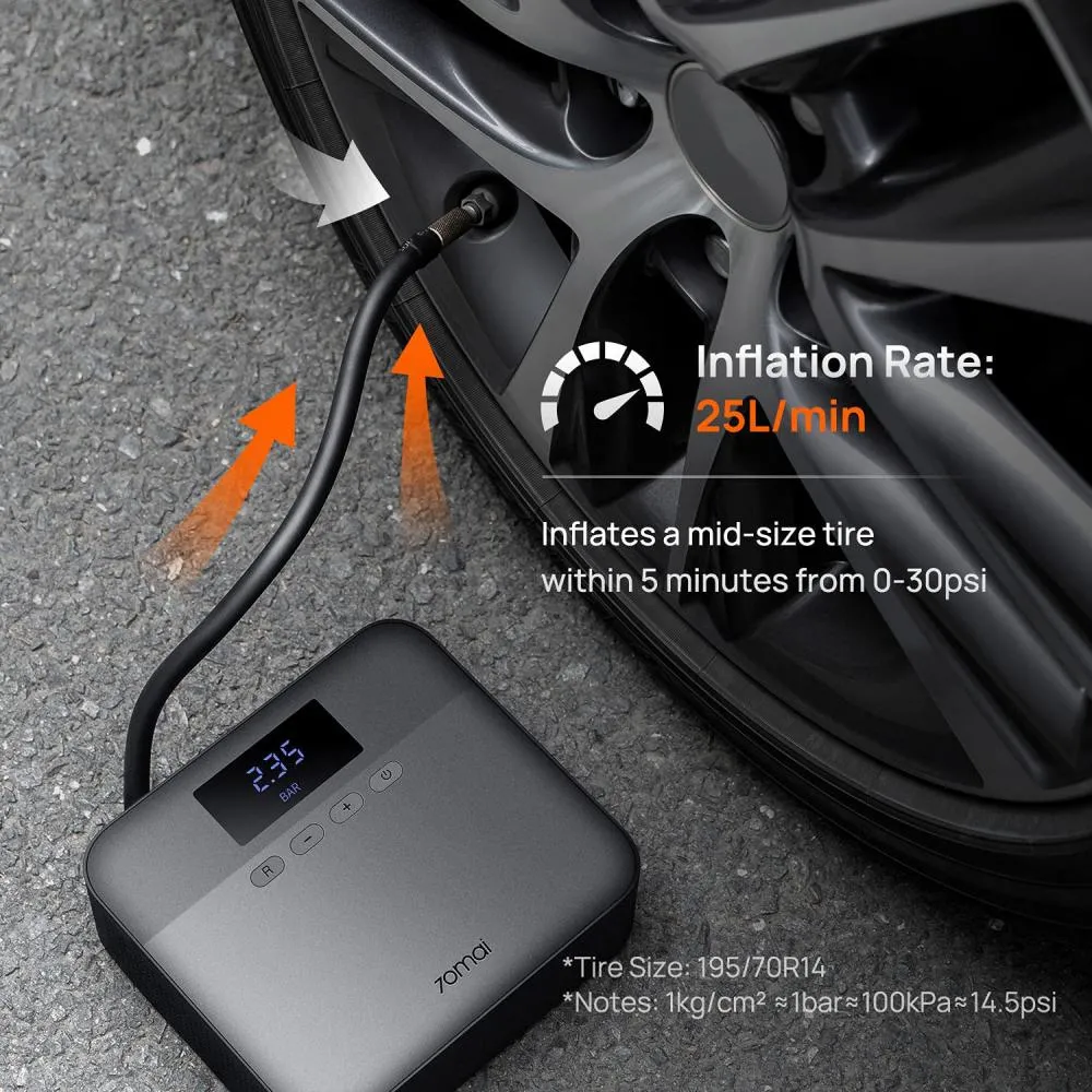 Xiaomi 70mai Air Compressor Lite 12V Mini Car Electric Air Pump Smart Tyre Inflator