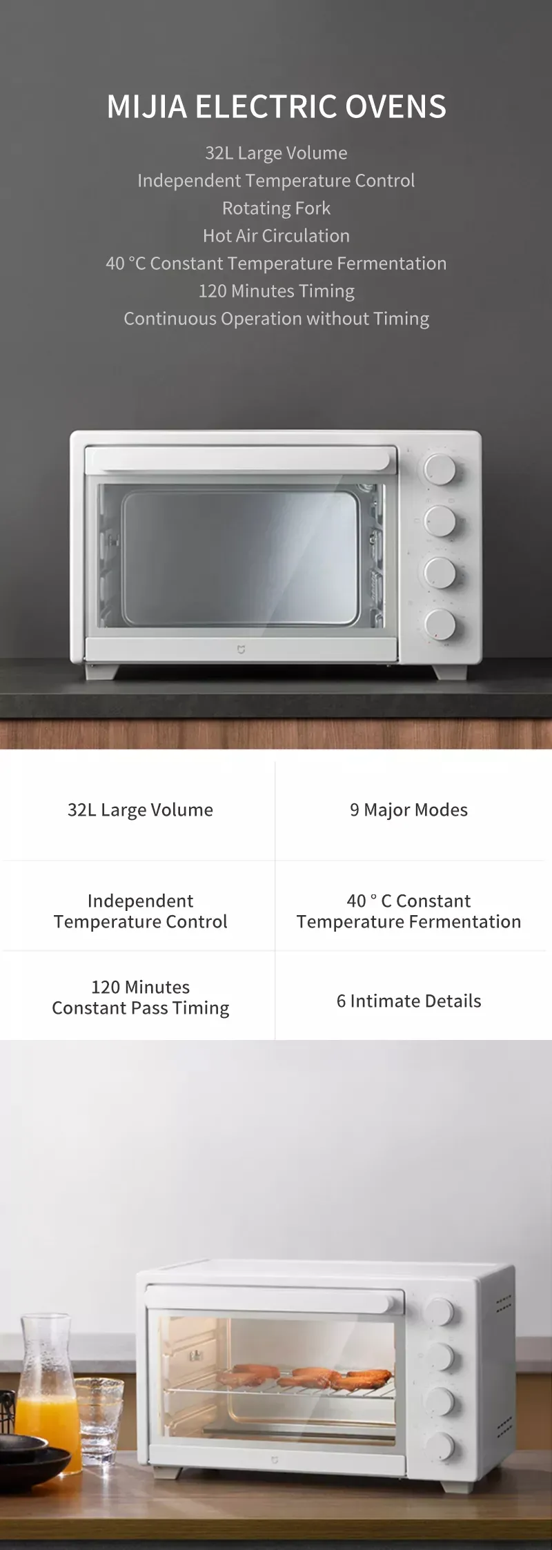 Xiaomi Mijia Electric Oven 32L Household Temperature Control Baking 1600W