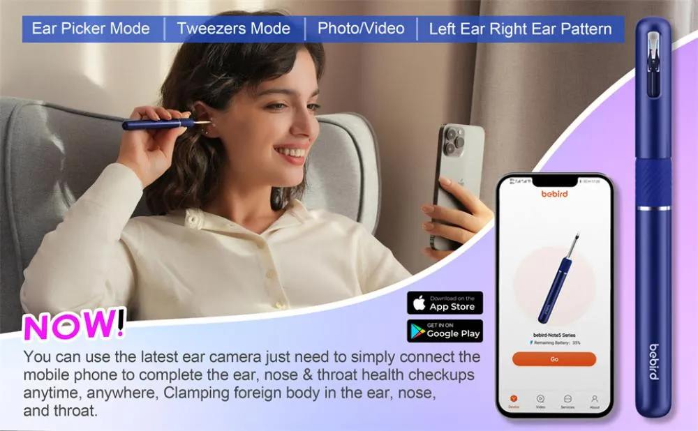 Bebird Note5 Pro Ear Wax Removal Tool Camera Ear Cleaner with Light