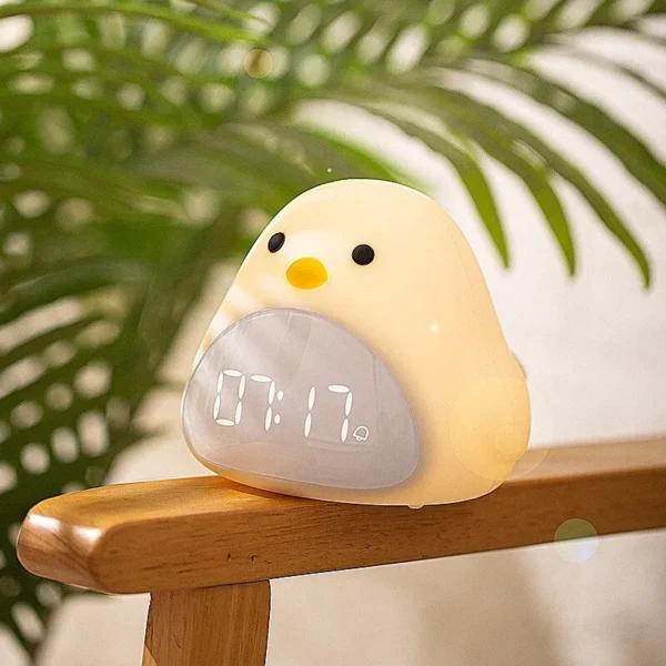 Creative Night Light Bird Pattern Mini LED Touch Alarm Clock with USB for Bedroom