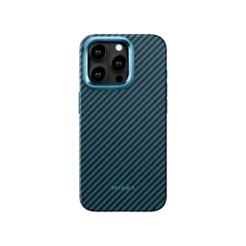 PITAKA MagEZ Case Pro 4 for iPhone 15 Pro / 15 Pro Max -1500D Black/Blue (Twill)