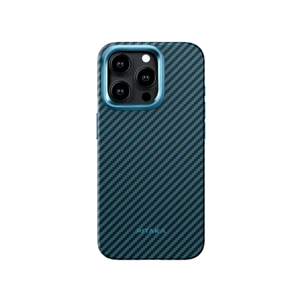 PITAKA MagEZ Case Pro 4 for iPhone 15 Pro / 15 Pro Max -1500D Black/Blue (Twill)