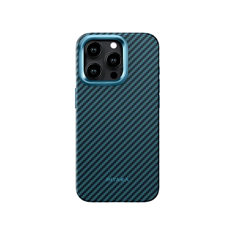 PITAKA MagEZ Case Pro 4 for iPhone 15 Pro / 15 Pro Max -1500D Black/Blue (Twill)