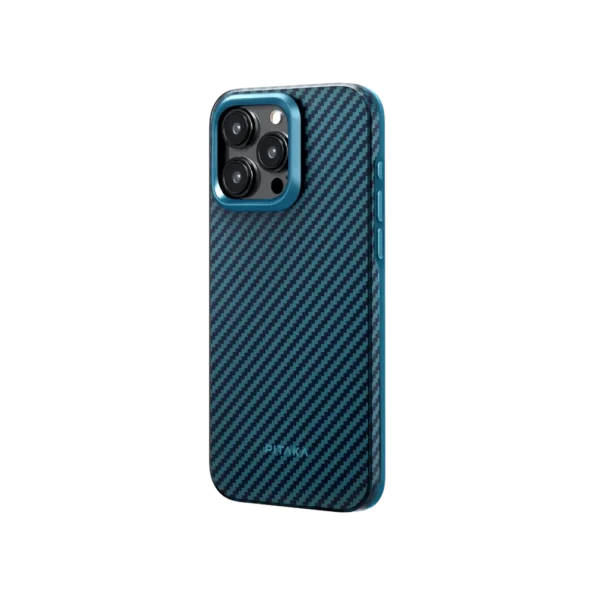 PITAKA MagEZ Case Pro 4 for iPhone 15 Pro / 15 Pro Max -1500D Black/Blue (Twill)