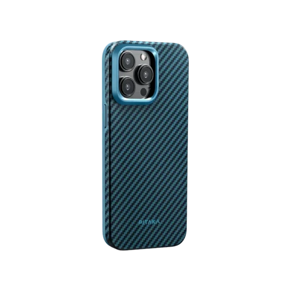 PITAKA MagEZ Case Pro 4 for iPhone 15 Pro / 15 Pro Max -1500D Black/Blue (Twill)