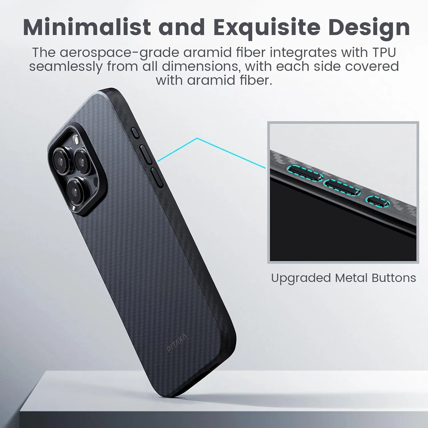 PITAKA MagEZ Case Pro 4 for iPhone 15 Pro / 15 Pro Max -1500D Black/Grey (Twill)
