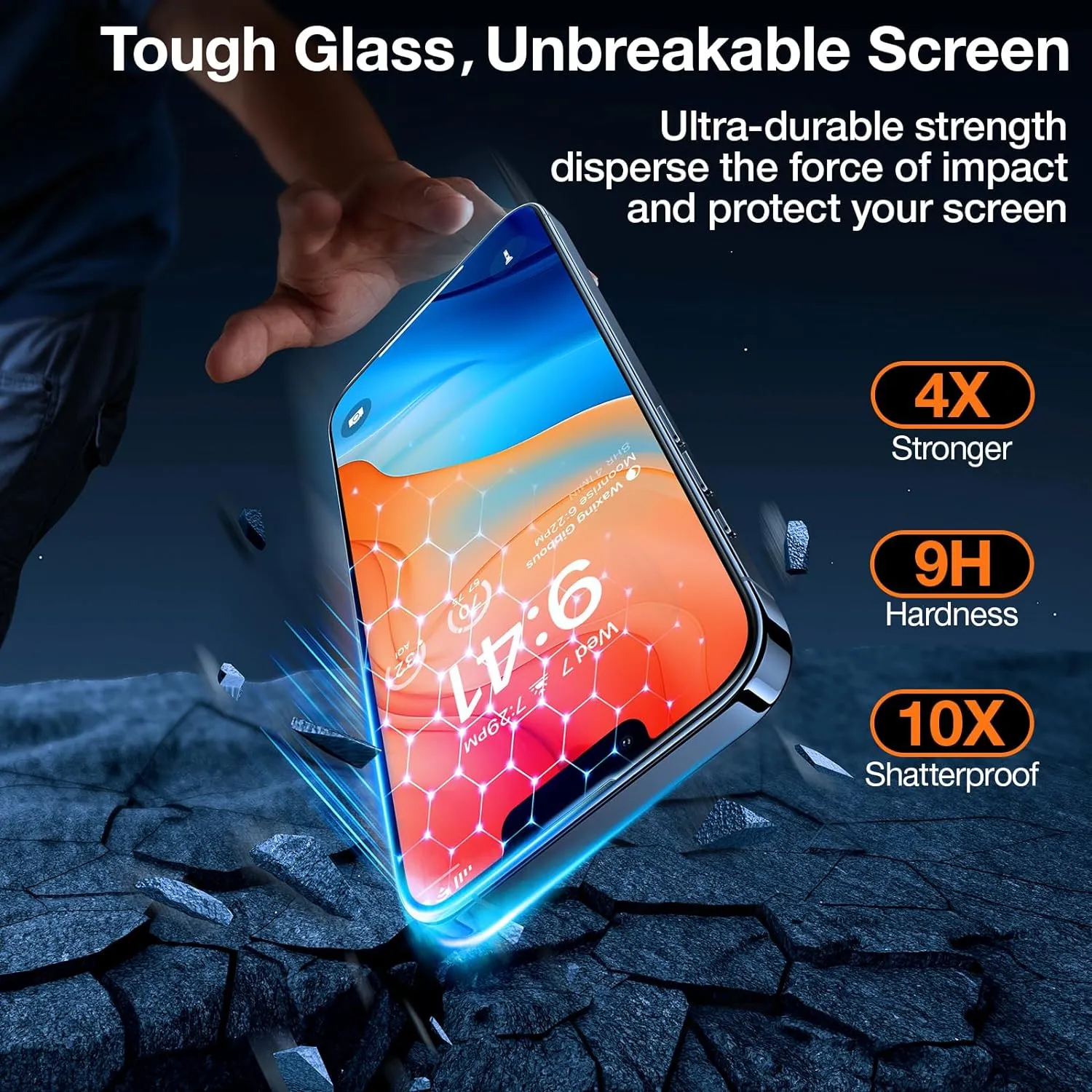 TORRAS Diamond Shield 9H Tempered Glass Screen Protector for iPhone 15 Pro / 15 Pro Max