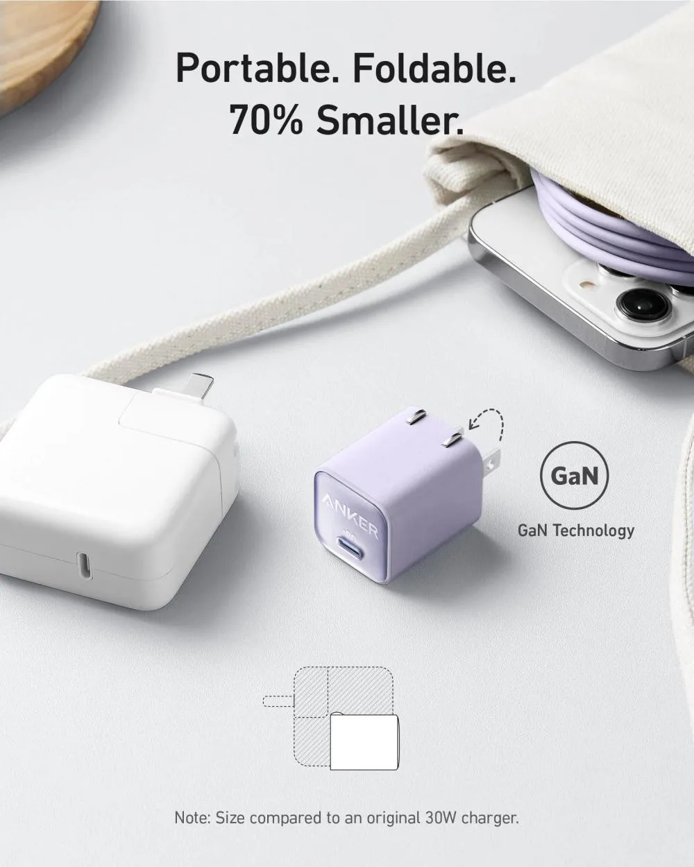 Anker Nano 3 30W Adapter with Type C to Lightning Cable (B2152)