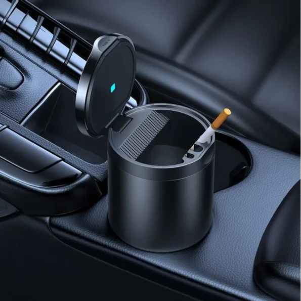 Baseus Premium 2 Car Ashtray Aluminum Alloy Waterproof Built-in LED Light –Black