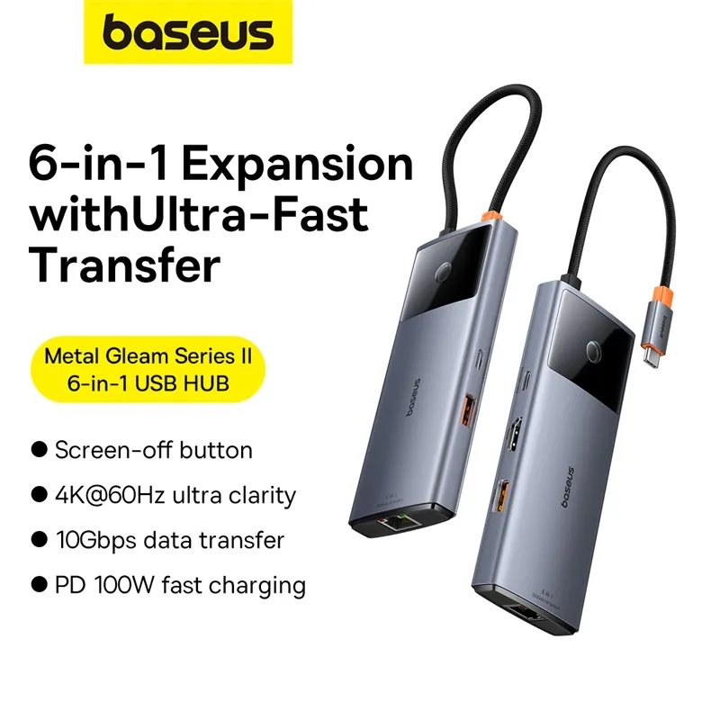 Baseus Gleam Series 2 6 in 1 USB Hub