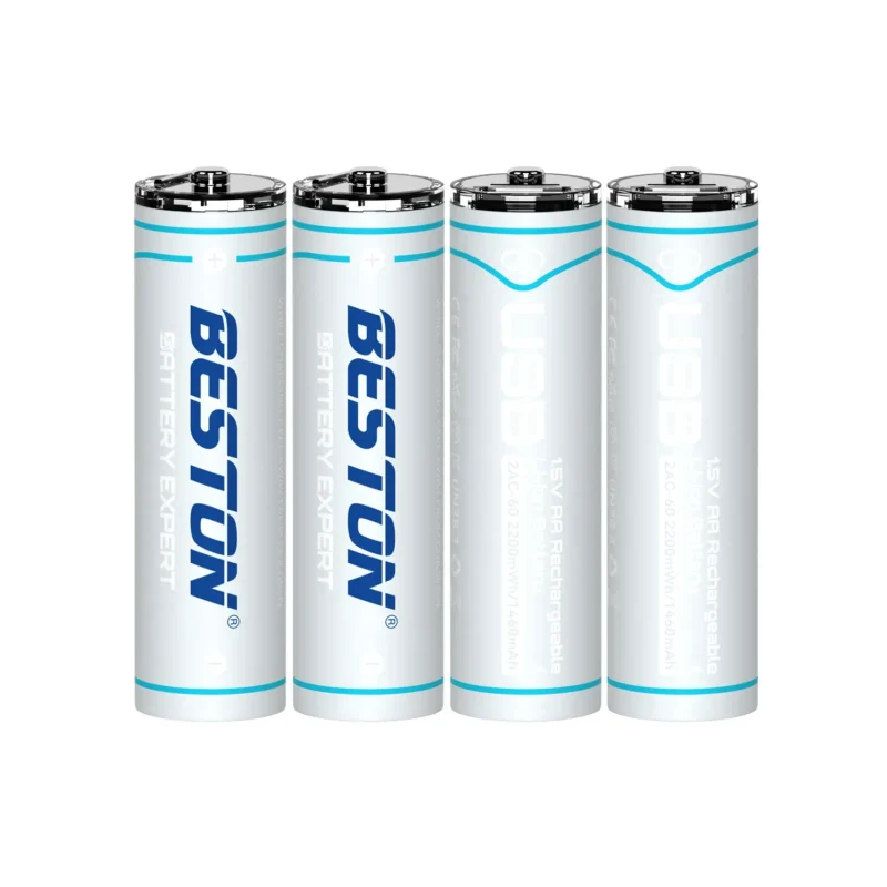 Beston 4Pcs 1.5V Aa Lithium Rechargeable Battery 2200Mah (Type-C Port) Flash Batteries