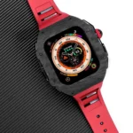 HUALIMEI Carbon Fiber Case with Butterfly Clip Stepped Cutout Band for Apple Watch 49mm3