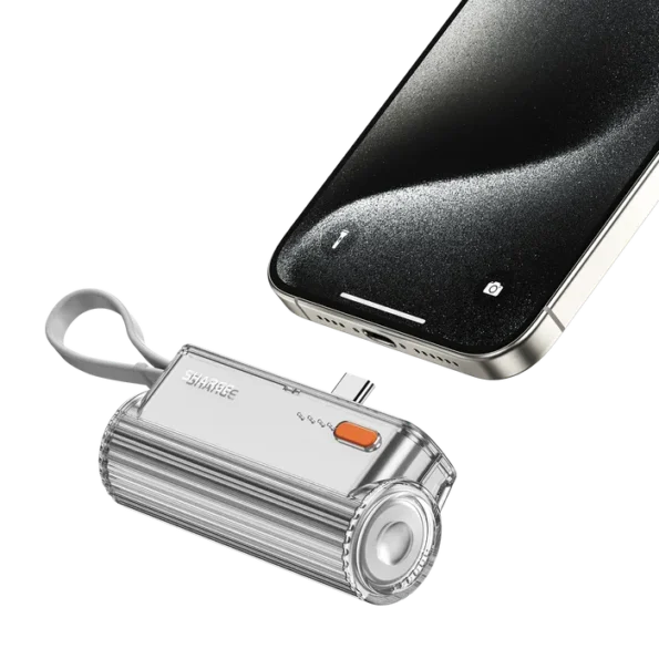 SHARGE Flow Mini 5000mAh 12W Power Bank with Lighting and Type-C Connector and Built-in Type-C Cable