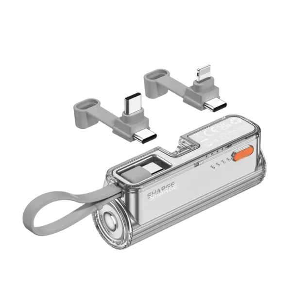 SHARGE Flow Mini 5000mAh 12W Power Bank with Lighting and Type-C Connector and Built-in Type-C Cable