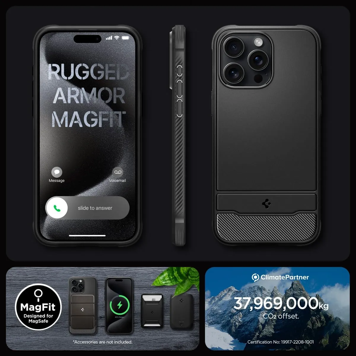 Spigen Rugged Armor MagFit Case for iPhone 15 Pro / 15 Pro Max